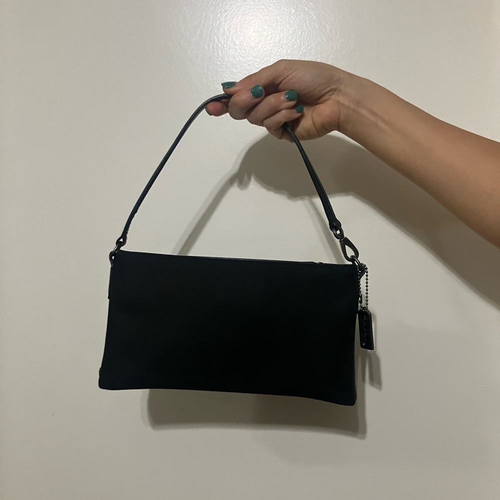 Coach Black Shoulder Bag with Silver Accents